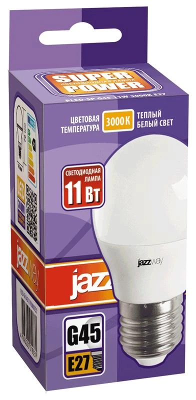 Лампа светодиодная PLED-SP 11Вт G45 3000К E27 230В/50Гц JazzWay 5019331 1