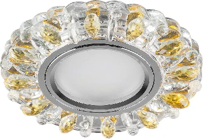 Светильник встраиваемый с белой LED подсветкой Feron CD914 потолочный MR16 G5.3 прозрачный-желтый 28986