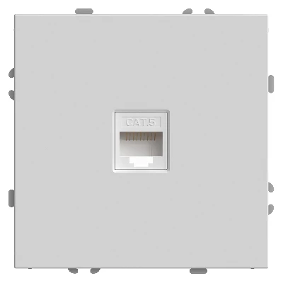 Розетка компьютерная 1-местная RJ-45 (механизм), STEKKER, серия Эмили, RST00-5117-01, белый фарфор, soft touch 49873