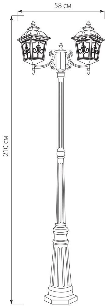 Светильник садово-парковый Feron PL4098 столб четырехгранный 2*60W E27 230V, черное золото 11525 1