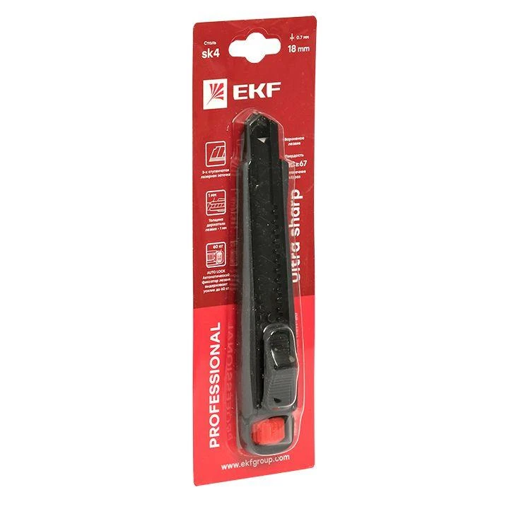 Нож строительно-монтажный 18мм НСМ-80 (SK4) Heavy Duty (до 60кг) Professional EKF ncm-80-pro 11