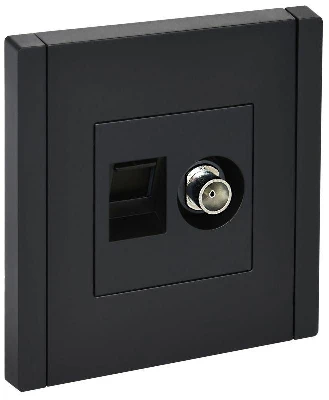 Розетка 2-м TV+RJ45 кат.5E FORTE&PIANO FP136 черн. IEK FP-AK20-1-K02