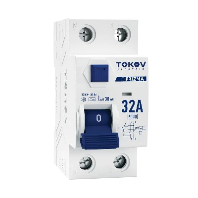 Выключатель дифференциального тока (УЗО) 2п (1P+N) 32А 30мА тип AC 6кА PRIZMA TOKOV ELECTRIC TKE-PZ60-RCDM-2-32-30-AC