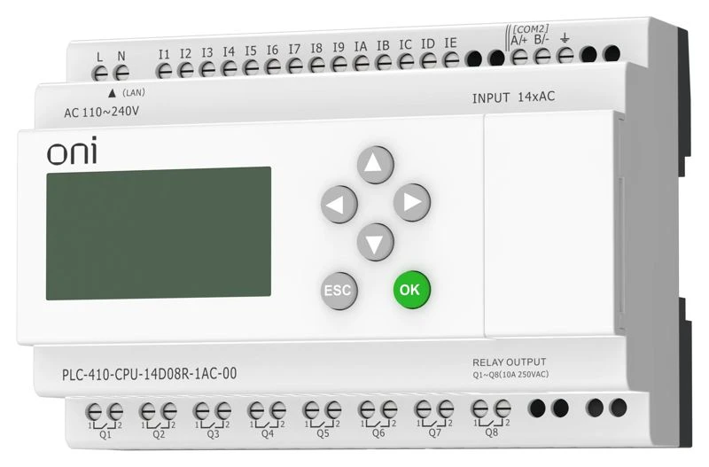 Модуль ЦПУ ПЛК 410 14 DI 8 RO 220В AC с Ethernet портом с экраном ONI PLC-410-CPU-14D08R-1AC-00 2