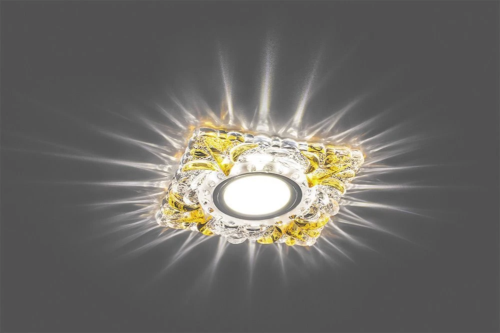 Светильник встраиваемый с белой LED подсветкой Feron CD920 потолочный MR16 G5.3 прозрачный-желтый 28982 1