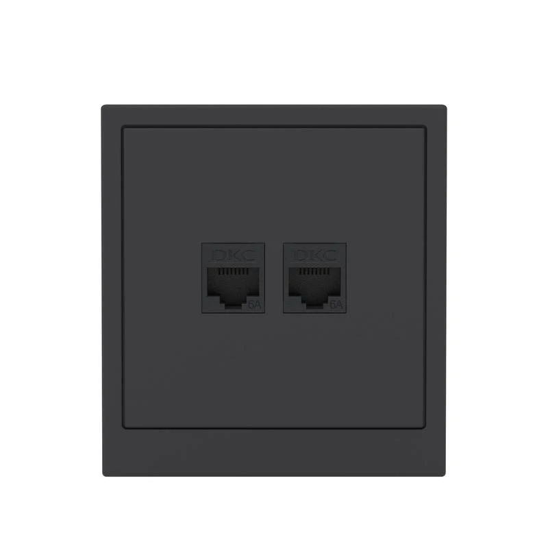 Розетка компьютерная 2-м KANT RJ45 кат.6A без шторки черн. уголь DKC 7012674 5