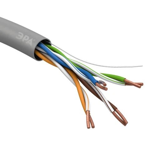 Кабель витая пара U/UTP кат.5E 4х2х24AWG solid CU PVC сер. (м) U-4-PVC Эра Б0044429 2
