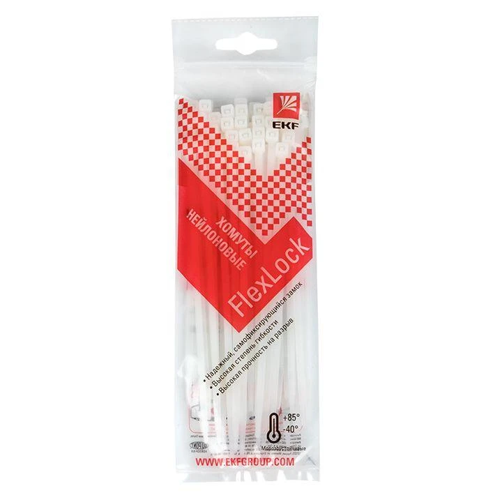 Хомут P6.6 3.6х150 FlexLock стандартный бел. (уп.100шт) PROxima EKF plc-fl-ctsw-3.6x150 2