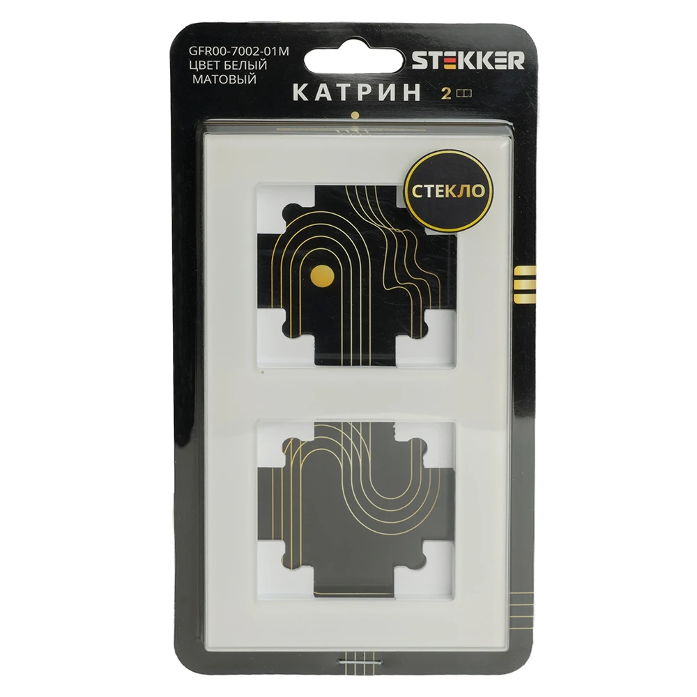 Рамка 2-местная, стекло, STEKKER ,GFR00-7002-01М, серия Катрин, белый матовый 49595 4