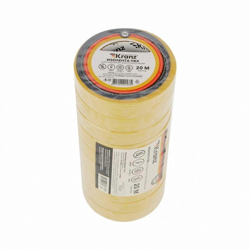 Изолента ПВХ 0.13х15мм 20м желт. Kranz KR-09-2602 4