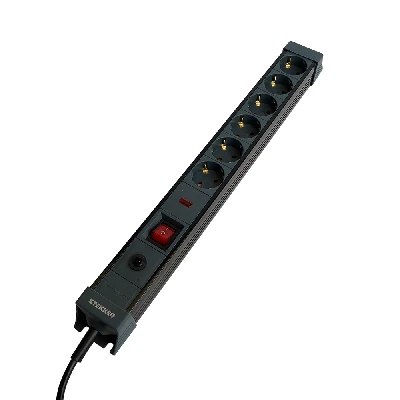 Сетевой фильтр 6-местный с/з STEKKER 3x1мм2, 3 м, 250В, 16А, серия Techno, HM22-61-03, черный 50160