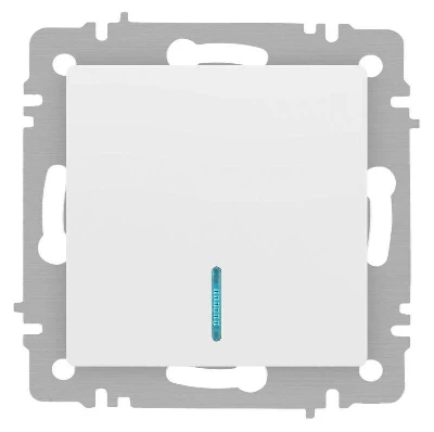 Выключатель 1-кл. СП Accent 6-102-01М 10А IP20 250В с подсветкой AL/CU бел. матов. Intro Б0063466