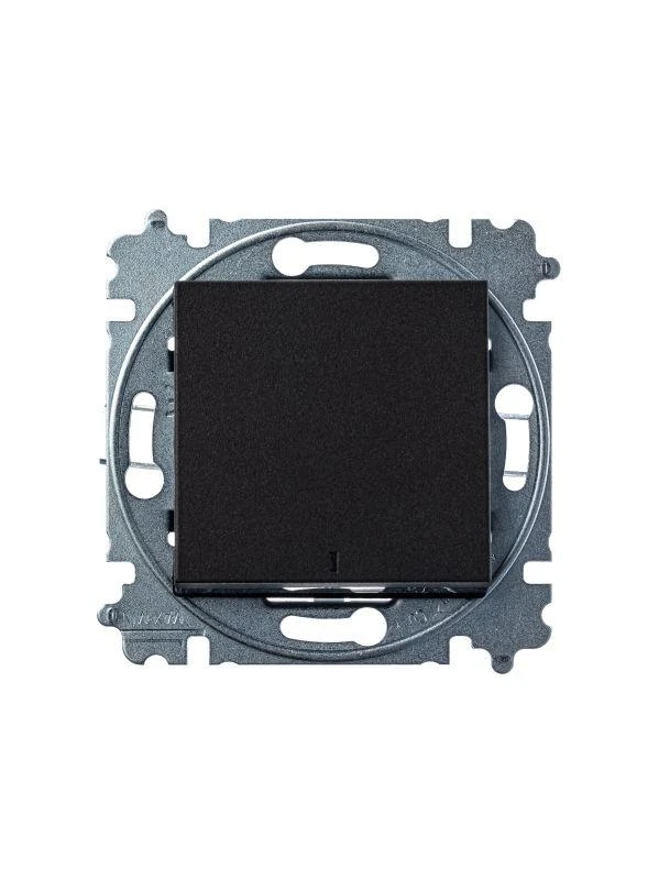 Выключатель 1-кл. СП Levit IP20 с подсветкой антрацит/дым. черн. ABB 2CHH590146A6063 3