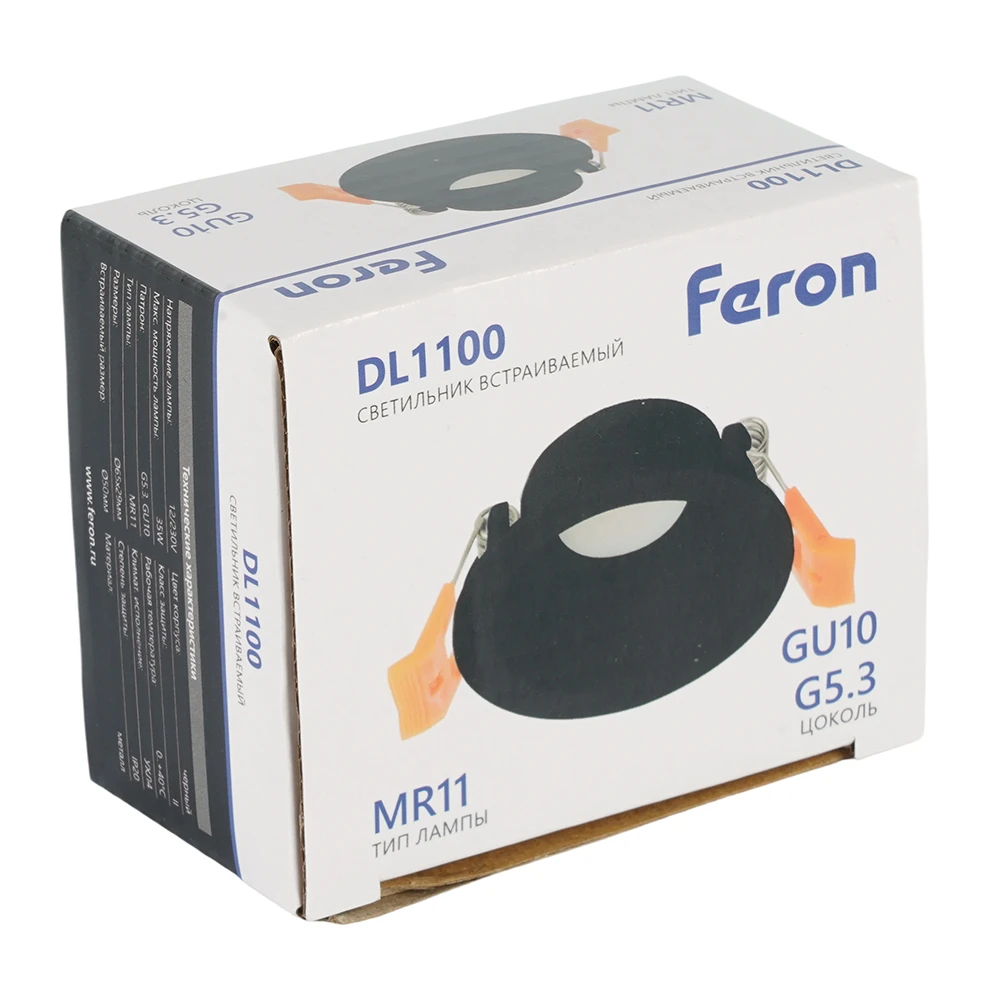 Светильник встраиваемый Feron DL1100 потолочный MR11 G5.3, GU10 черный 51943 12