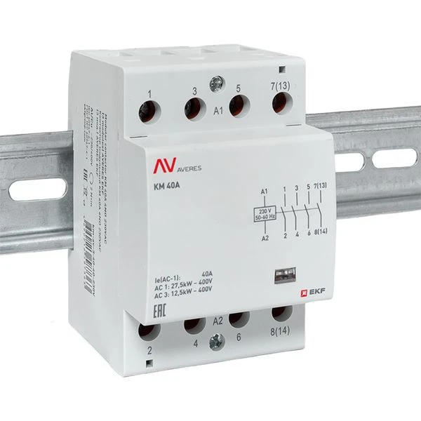 Контактор модульный КМ 40А 4NO 230В AC (3 мод.) AVERES EKF km-av-3-40-40-230V 1