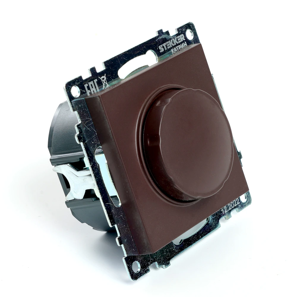 Выключатель диммирующий TRIAC(механизм), STEKKER GLS10-7106-04, 250V, 500W, серия Катрин, шоколад 49017 1