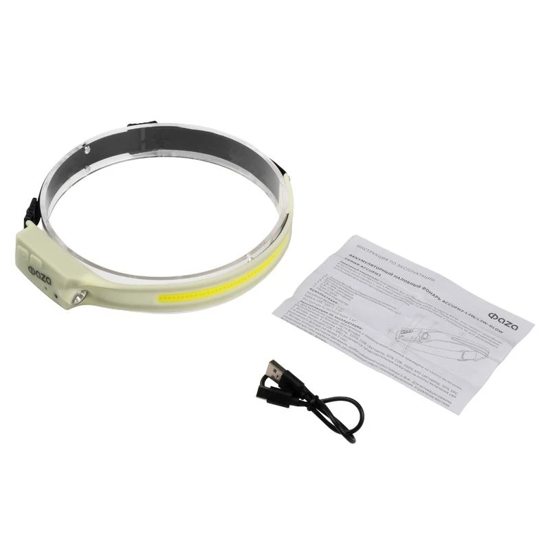 Фонарь аккумуляторный налобный ФАZА AccuFH3-L3W/L3W-GLOW 3Вт COB+3Вт XPE (5режимов упраление жестами) IP44 ФАZА 5061729 3