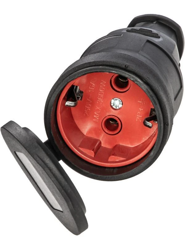 Розетка 16А IP44 прямая с заземл. каучук черн. КОСМОС RKsm-Z-IP(B)16A 3
