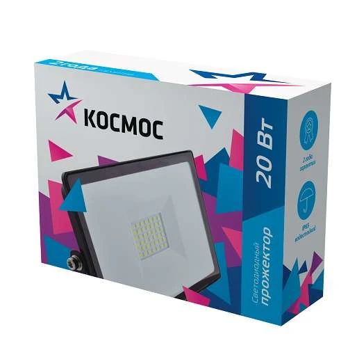 Прожектор светодиодный 20Вт 6500К IP65 1600лм КОСМОС K_PR5_LED_20 1