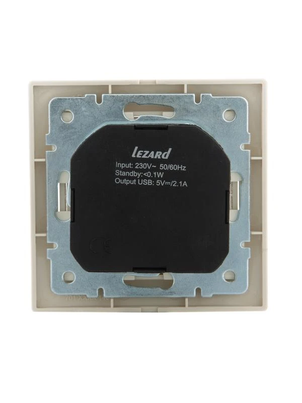 Розетка 1-м СП Mira 16А с заземл. + USB разъем крем. LEZARD 701-0303-181 3