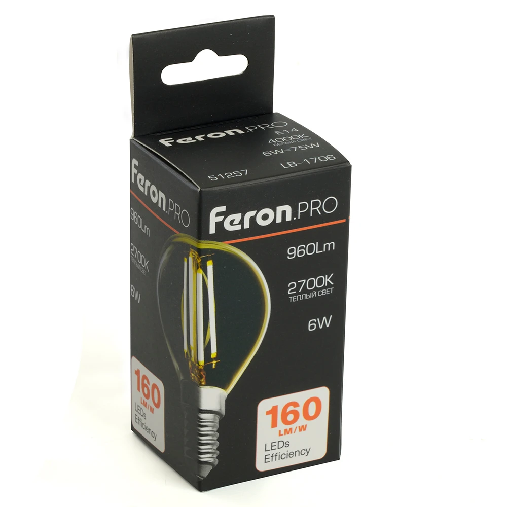 Лампа светодиодная Feron.PRO LB-1706 Шарик E14 960LM 6W 175-265V 2700K 51256 8