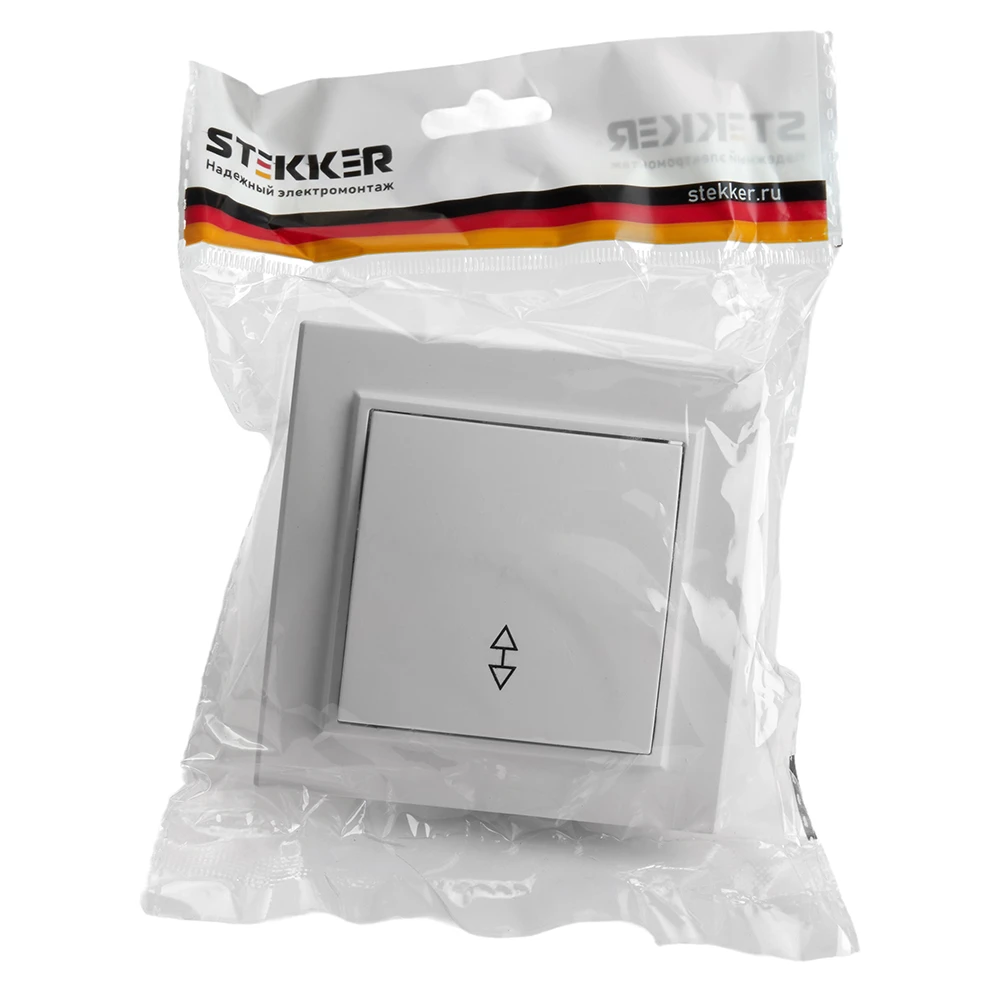 Переключатель 1-клавишный STEKKER PSW10-9005-01, 250В, 10А, серия Эрна, белый 39617 4