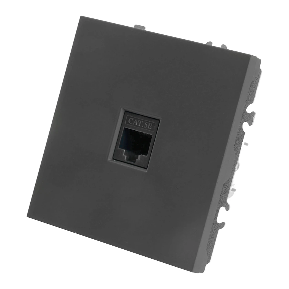 Розетка компьютерная 1-местная RJ-45 (механизм), STEKKER, серия Эмили, RST00-5117-05, черный уголь, soft touch 49847 1