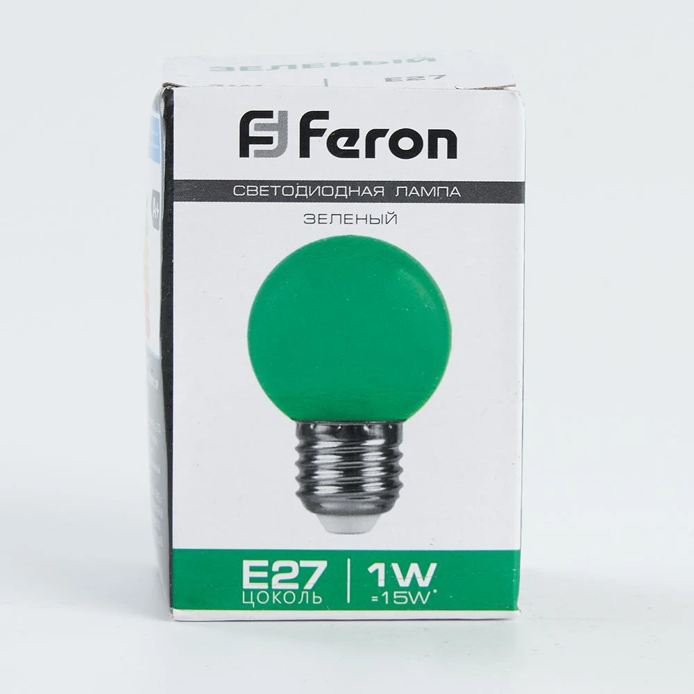Лампа светодиодная Feron LB-37 Шарик E27 1W 230V Зеленый 25117 3
