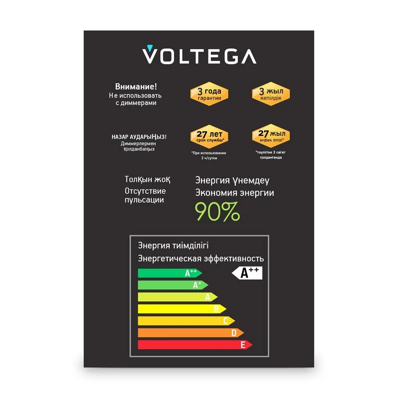 Лампа светодиодная Loft Led G125 4Вт 2500К E27 Voltega 8552 2