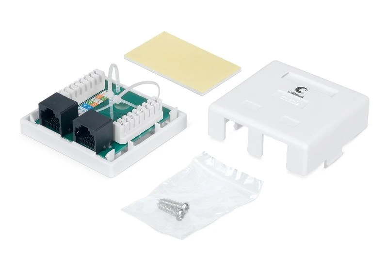 Розетка компьютерная 2-м ОП WS-8P8C-Cat.5e-2 RJ45 кат.5E Dual IDC Cabeus 7247c 1