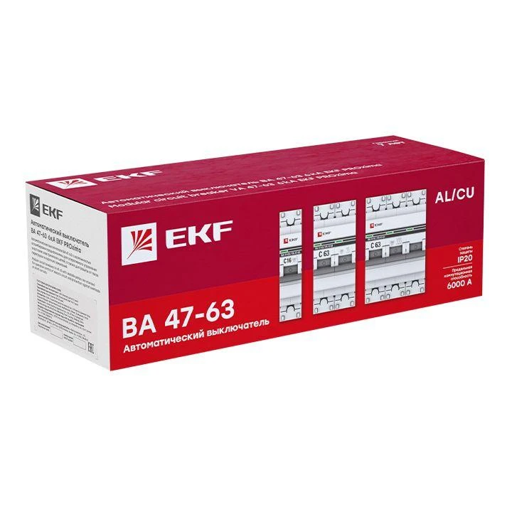 Выключатель автоматический модульный 1п C 16А 6кА ВА 47-63 PROxima EKF mcb4763-6-1-16C-pro 3