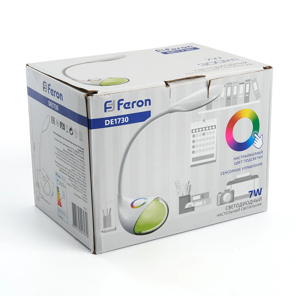 Настольный светодиодный светильник Feron DE1730 7W, 6000-6500K, 100-240V, белый 41553 2
