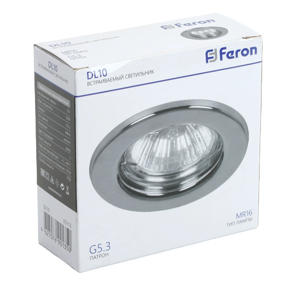 Светильник встраиваемый Feron DL10 потолочный MR16 G5.3 хром 15113 4