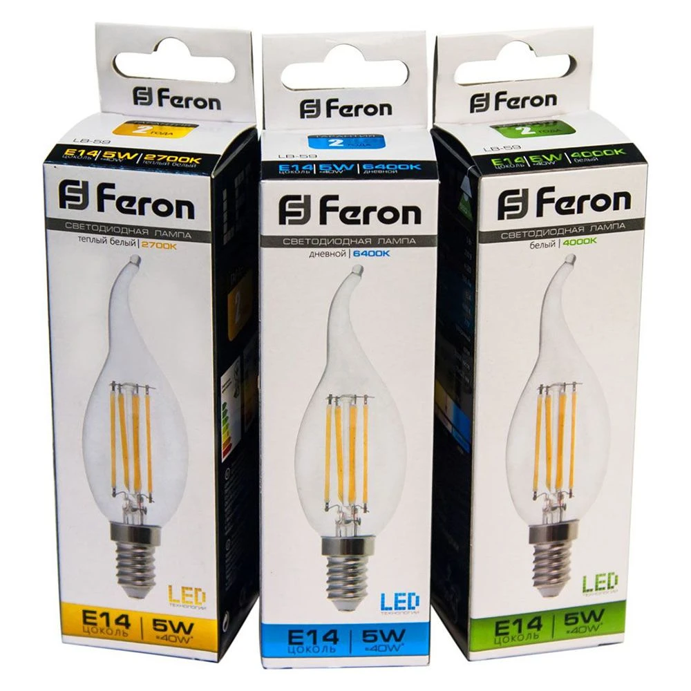 Лампа светодиодная Feron LB-59 Свеча на ветру E14 5W 230V 2700K 25575 1