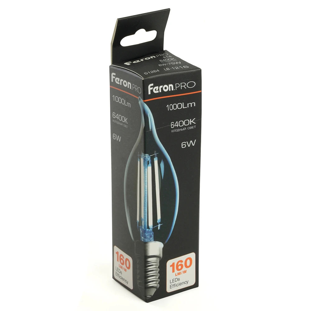 Лампа светодиодная Feron.PRO LB-1216 Свеча на ветру E14 6W 175-265V 6400K 51264 8