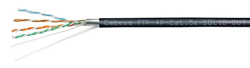 Кабель витая пара F/UTP кат.5E 4х2х24AWG solid LSZH-UV OUTDOOR FTP-4P-Cat.5e-SOLID-OUT-LSZH-UV черн. (уп.305м) Cabeus 7176c 1