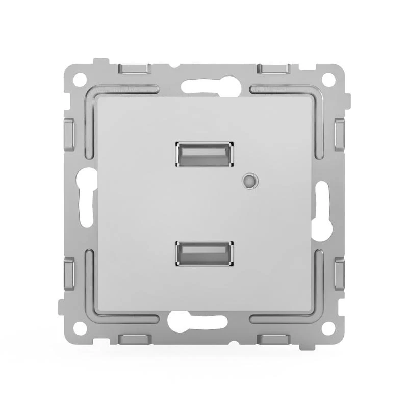 Розетка 2-м USB СП Pixel тип A+A 5В 1х2.1А 2х1.05А механизм алюм. TOKOV ELECTRIC TKE-PX-2USB-C03 1