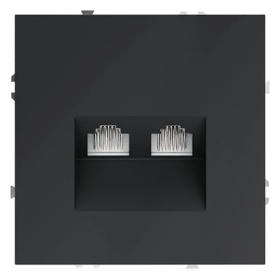 Розетка компьютерная 2-м СП S70 RJ45 + RJ45 кат.6 механизм графит Voltum VLS060207