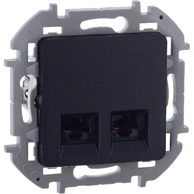 Розетка компьютерная 2-м СП Inspiria RJ45 кат.5E UTP IP20 антрацит IEK 673838