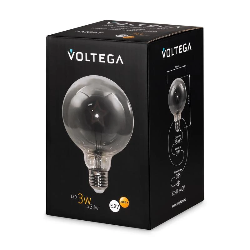 Лампа светодиодная Loft Led G95 3Вт 3000К E27 Voltega 8521 6