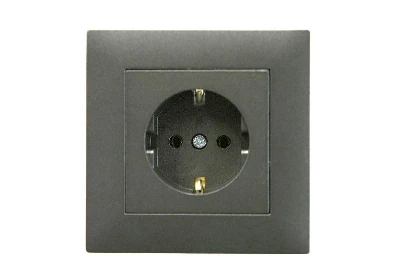 Розетка 1-м Karea RIZZ STAR с заземл. дым. металлик Makel 88050028