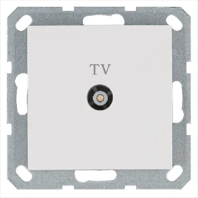 Розетка телевизионная оконечная TV Ф9.5мм механизм бел. глянцевый Jasmart G6001W