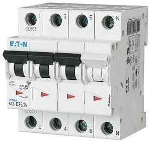 Выключатель автоматический модульный 4п (3P+N) D 0.5А 15кА FAZ-D0.5/3N EATON 278982 4
