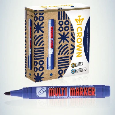 Маркер перманентный "Multi Marker" 3мм пулевидный син.002675 Crown Б0048240