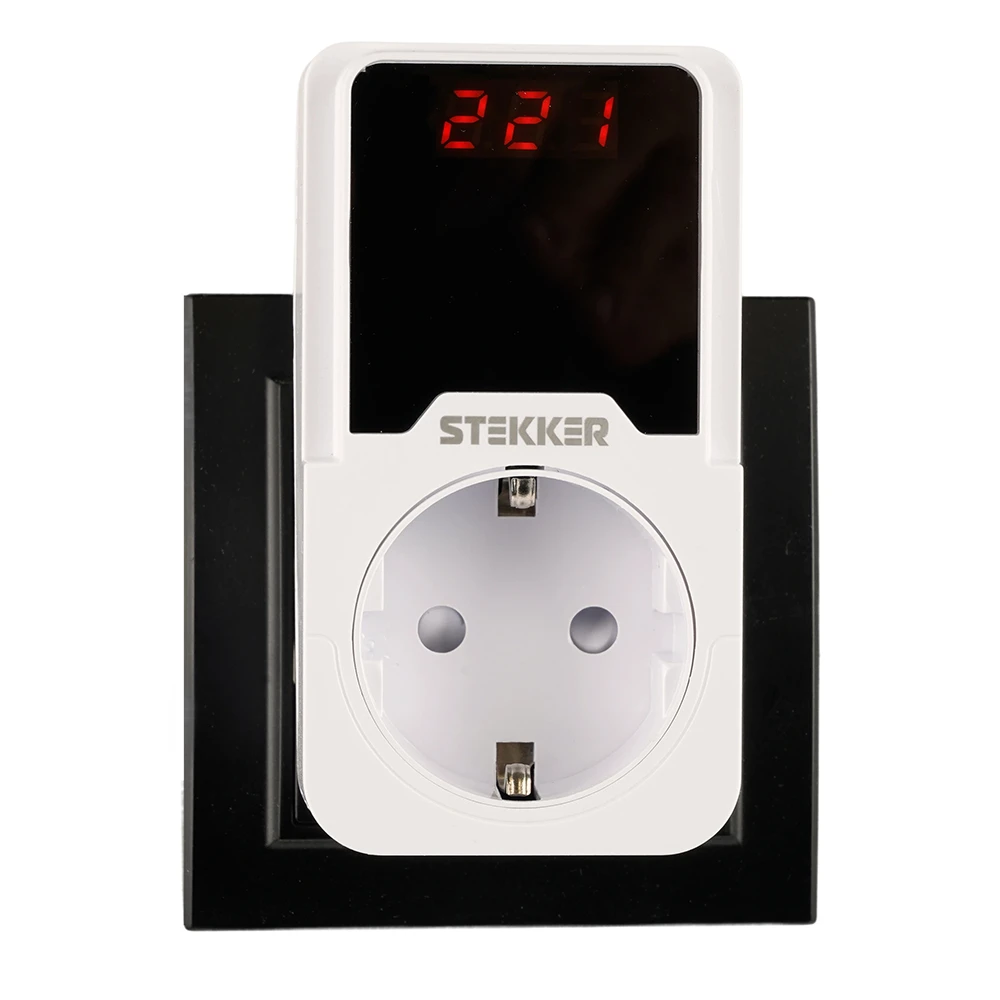 Реле напряжения для розетки регулируемое STEKKER VPR-200W, 230В,16A,белый 50689 2