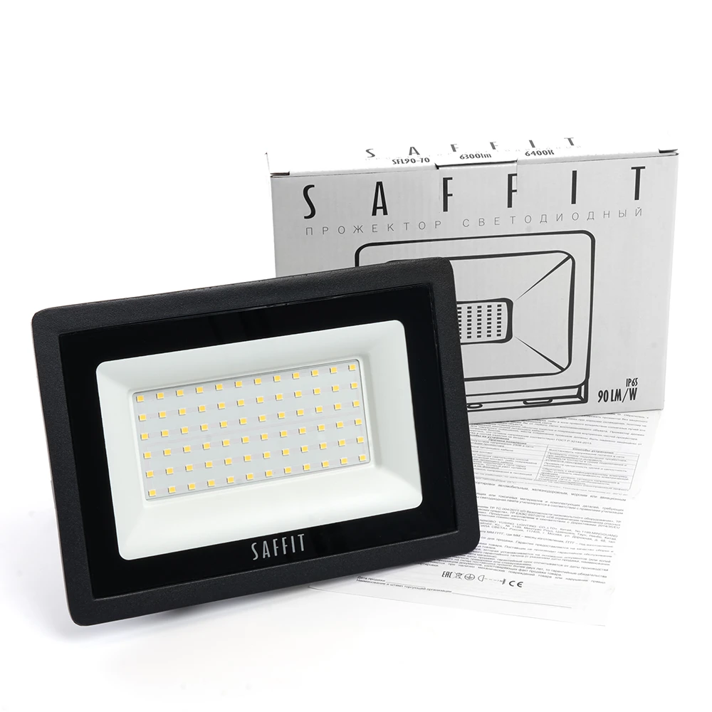 Светодиодный прожектор SAFFIT SFL90-70 IP65 70W 6400K черный 55176 6