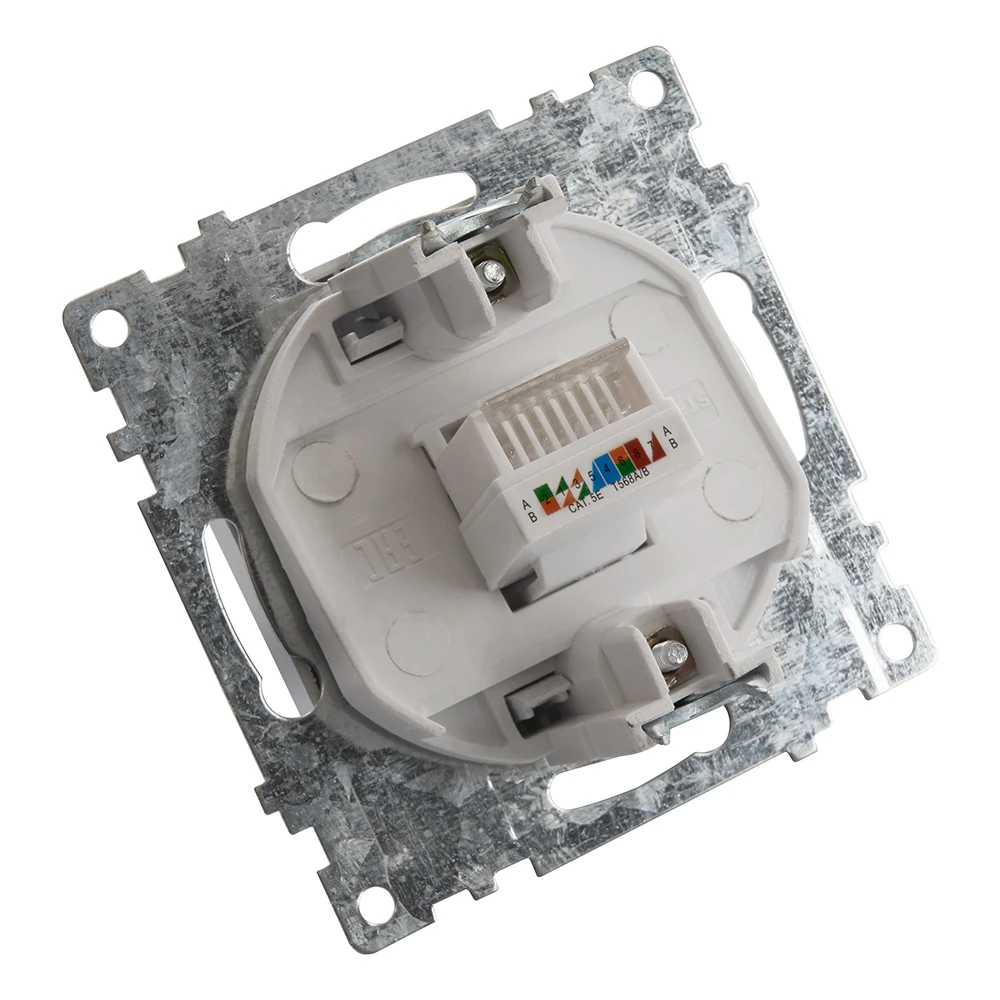 Розетка компьютерная 1-местная RJ-45 (механизм), STEKKER GLS00-7107-03, серия Катрин, серебро 39585 1