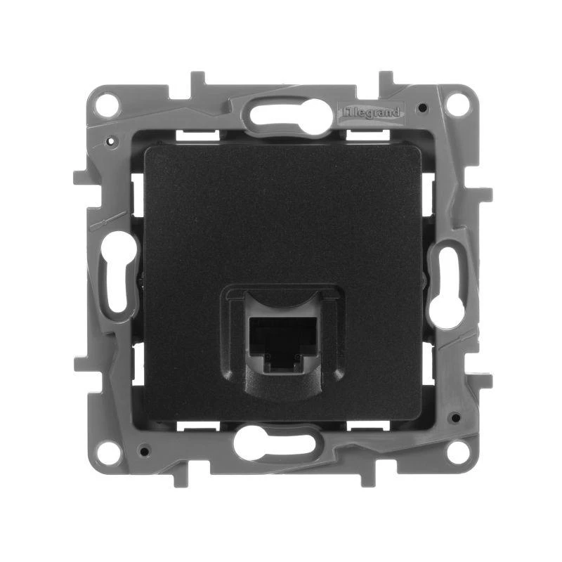 Розетка компьютерная 1-м СП Etika RJ45 кат.5E UTP механизм антрацит IEK 672641 2