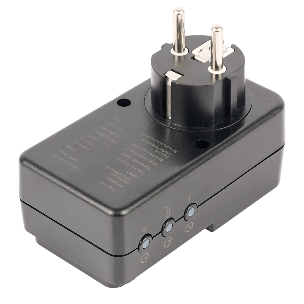 Реле напряжения для розетки регулируемое STEKKER VPR-200B, 230В,16A,черный 50690 6