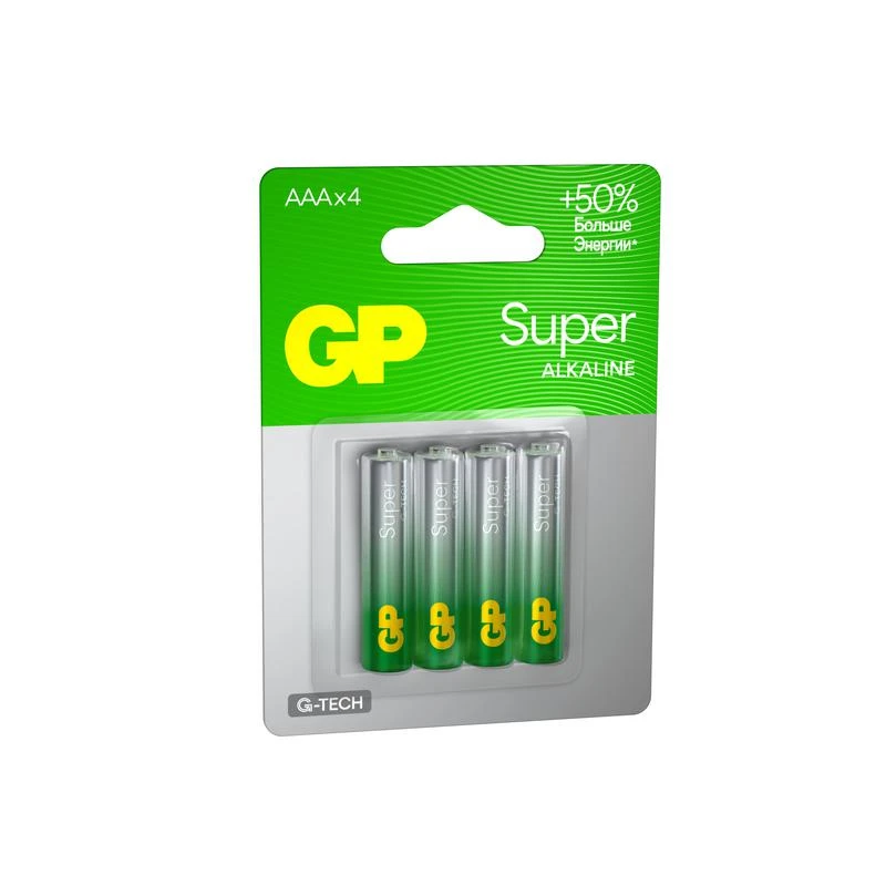 Элемент питания алкалиновый AAA/LR03 1.5В Super Alkaline G-Tech 24AA21-2CRSBC4 40/160 (блист.4шт) GP 21385 1